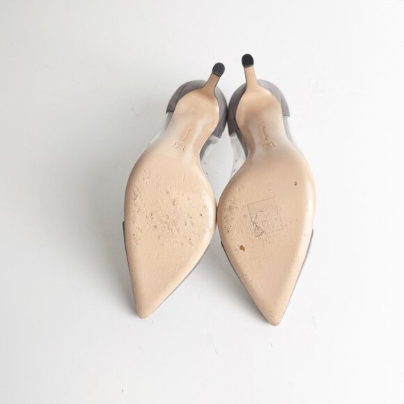 Gianvito Rossi Brown Suede and PVC Plexi Pointed Toe Pumps Size 38 - Picture 7 of 8
